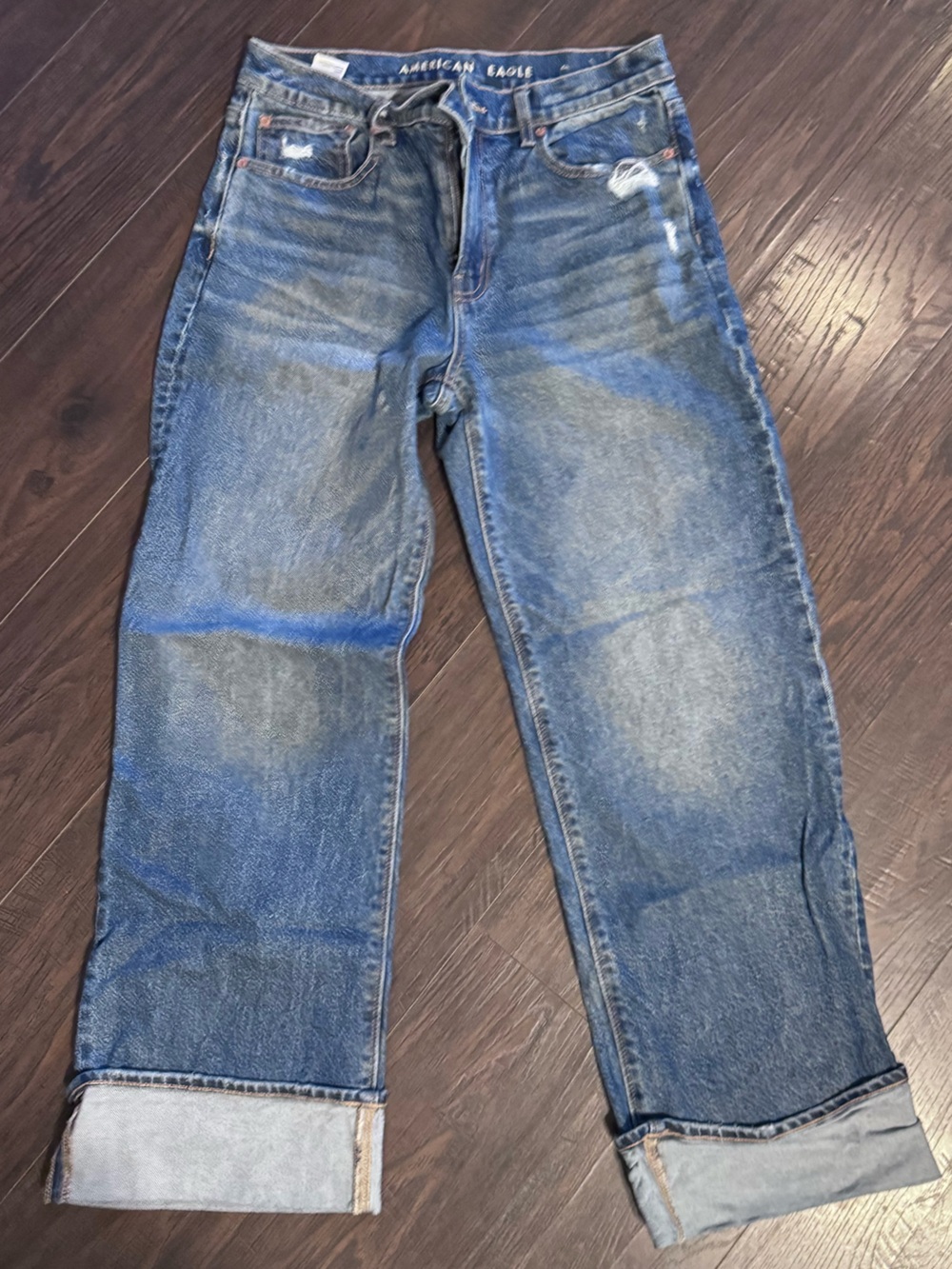American Eagle Outfitters Women’s Straight Jeans in Washed Blue